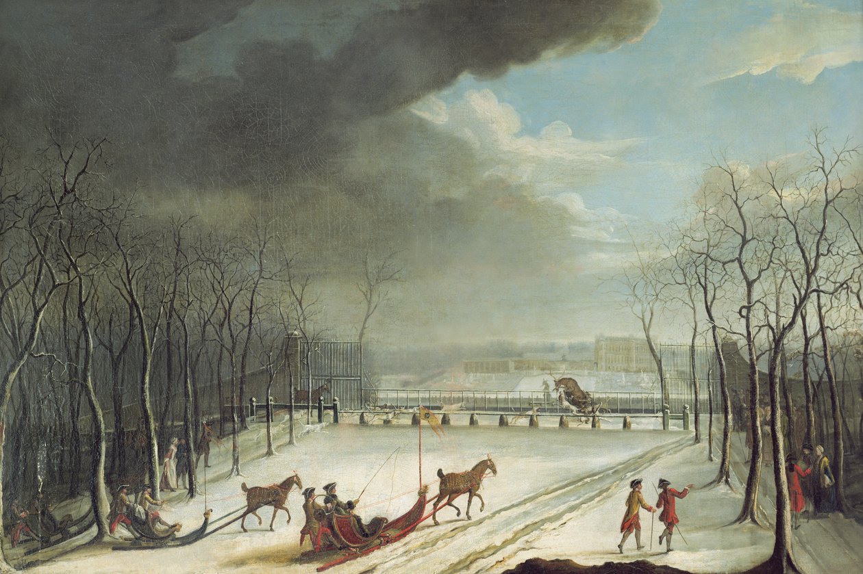 Prinsen av Conde på jakt i en släde 1767 av Jean Francois Perdrix