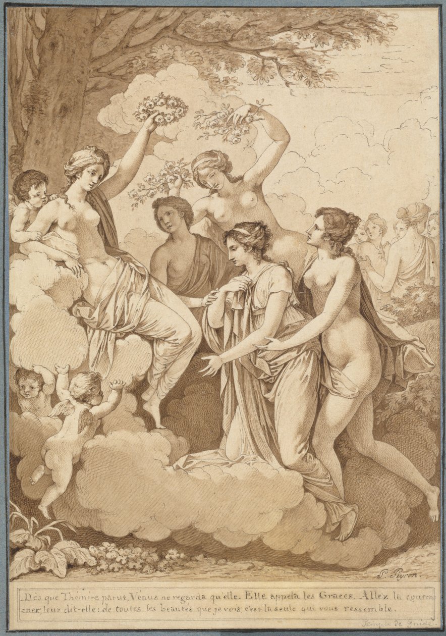 Venus och nåderna som kröner Thémire av Jean François Pierre Peyron