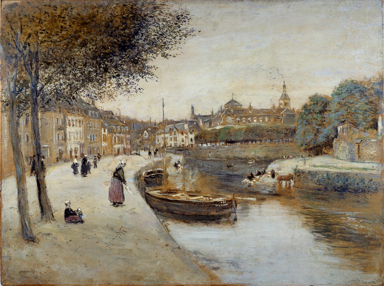 En kanal i Quimperle-målning av Jean Francois Raffaelli (1850-1924), 1900-talet. Le Havre Museum of Fine Arts av Jean Francois Raffaelli