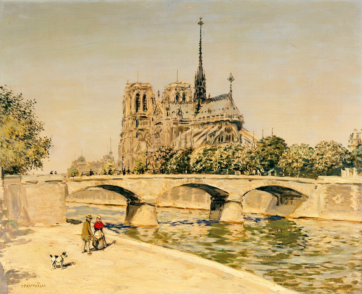 Notre Dame och Seine av Jean Francois Raffaelli