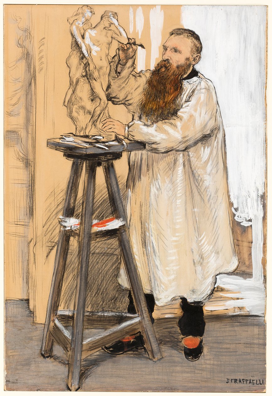 Porträtt av skulptören Auguste Rodin i hans ateljé av Jean Francois Raffaelli
