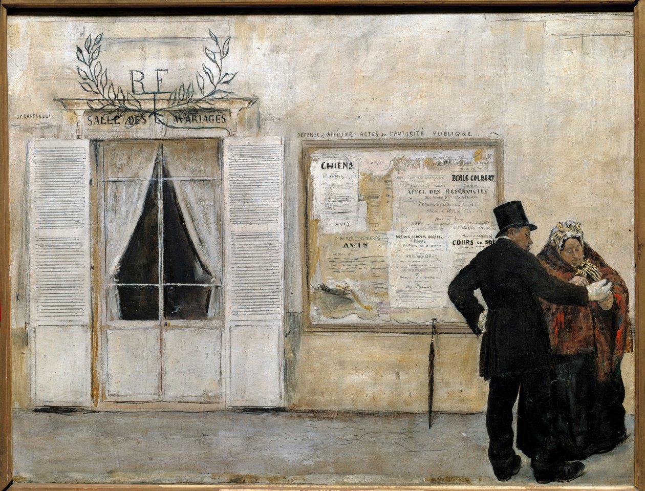 Inbjudningarna väntar på bröllopet Målning av Jean francois Raffaelli (1850-1924), före 1884, sön. 0,525x0,685 m, Paris, Musee d