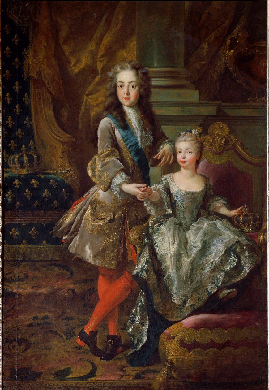 Porträtt av kung Ludvig XV (1710-1774) och hans fästmö Marie Anne Victoire av Spanien (1718-1781), dotter till Filip V av Spanien Målning av Jean Francois De Troy (1679-1752) Omkring 1724 Florens, Palazzo Pitti av Jean François de Troy