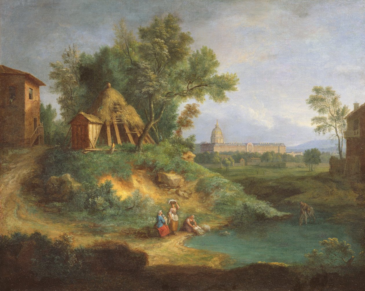 Hotel des Invalides, utsikt från Grenouillere av Jean Francois, the Younger Millet