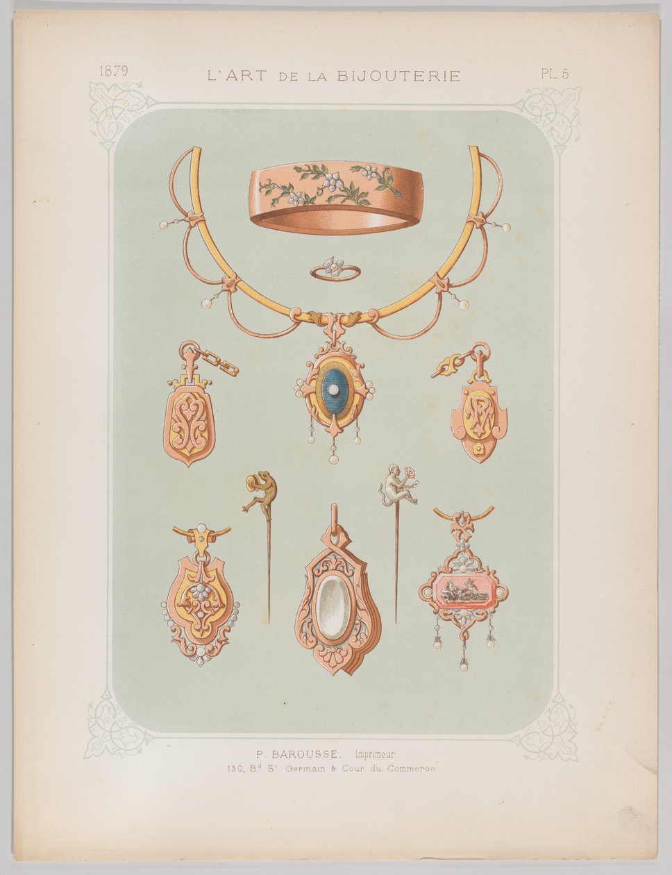 Smyckesdesigner i guld och roséguld, 1879. av Jean François Barousse
