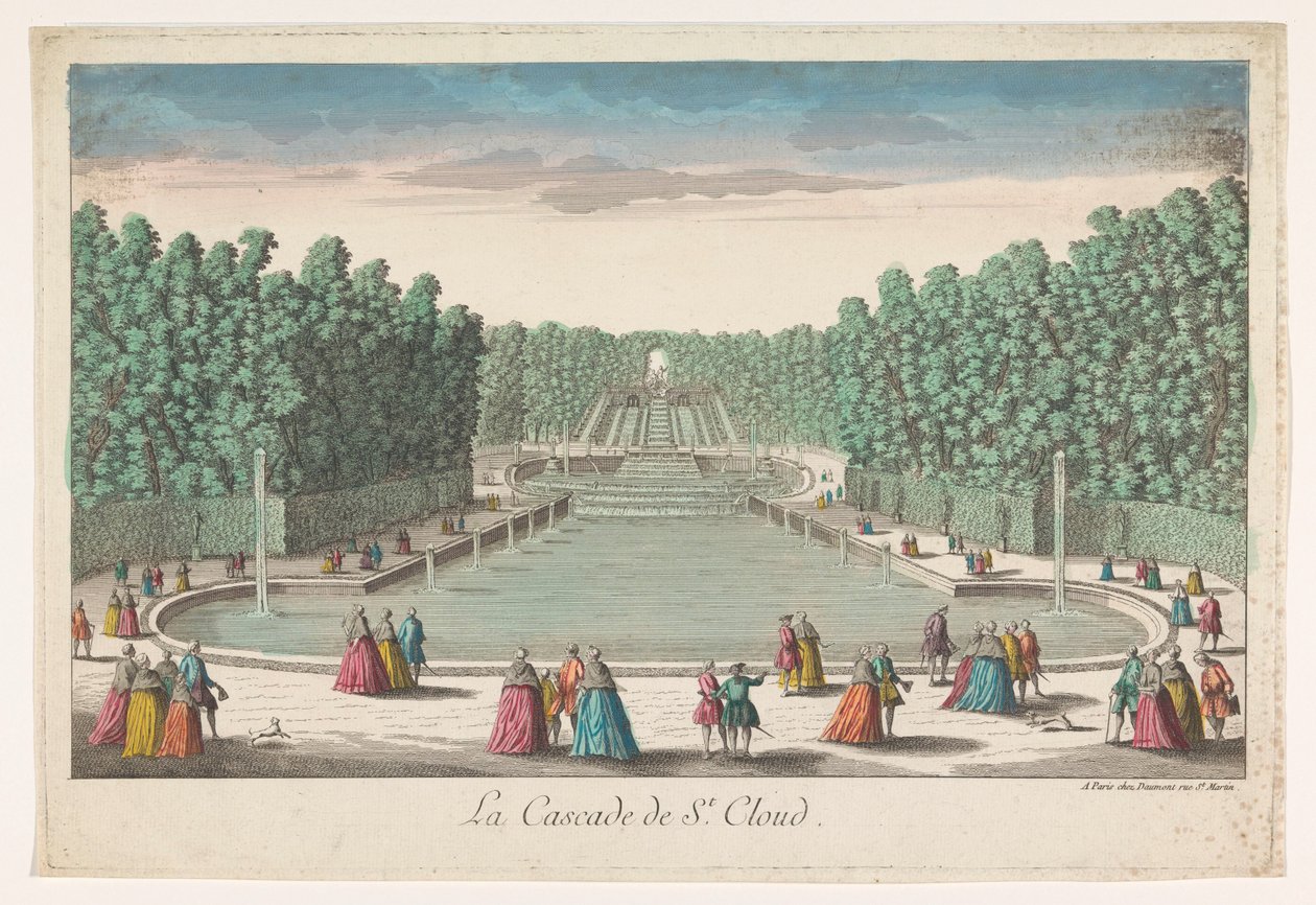 Utsikt över kaskaderna i trädgården på Château de Saint-Cloud La cascade de St. Cloud (titel på objekt) av Jean François Daumont