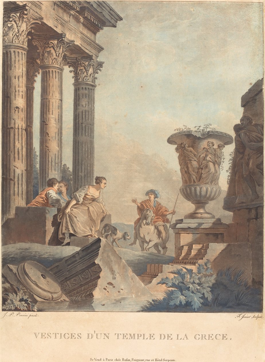 Skådespel av ett grekiskt tempel av Jean François Janinet after Giovanni Paolo Panini
