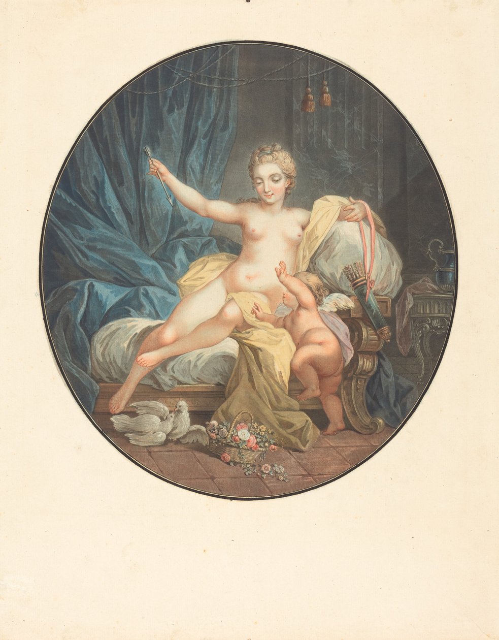 Venus avväpnande kärlek av Jean François Janinet after Jacques Charlier
