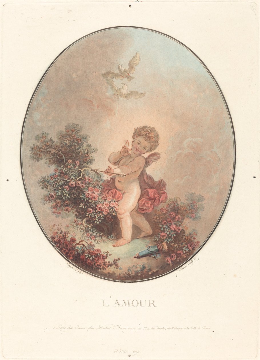 kärlek av Jean François Janinet after Jean Honoré Fragonard