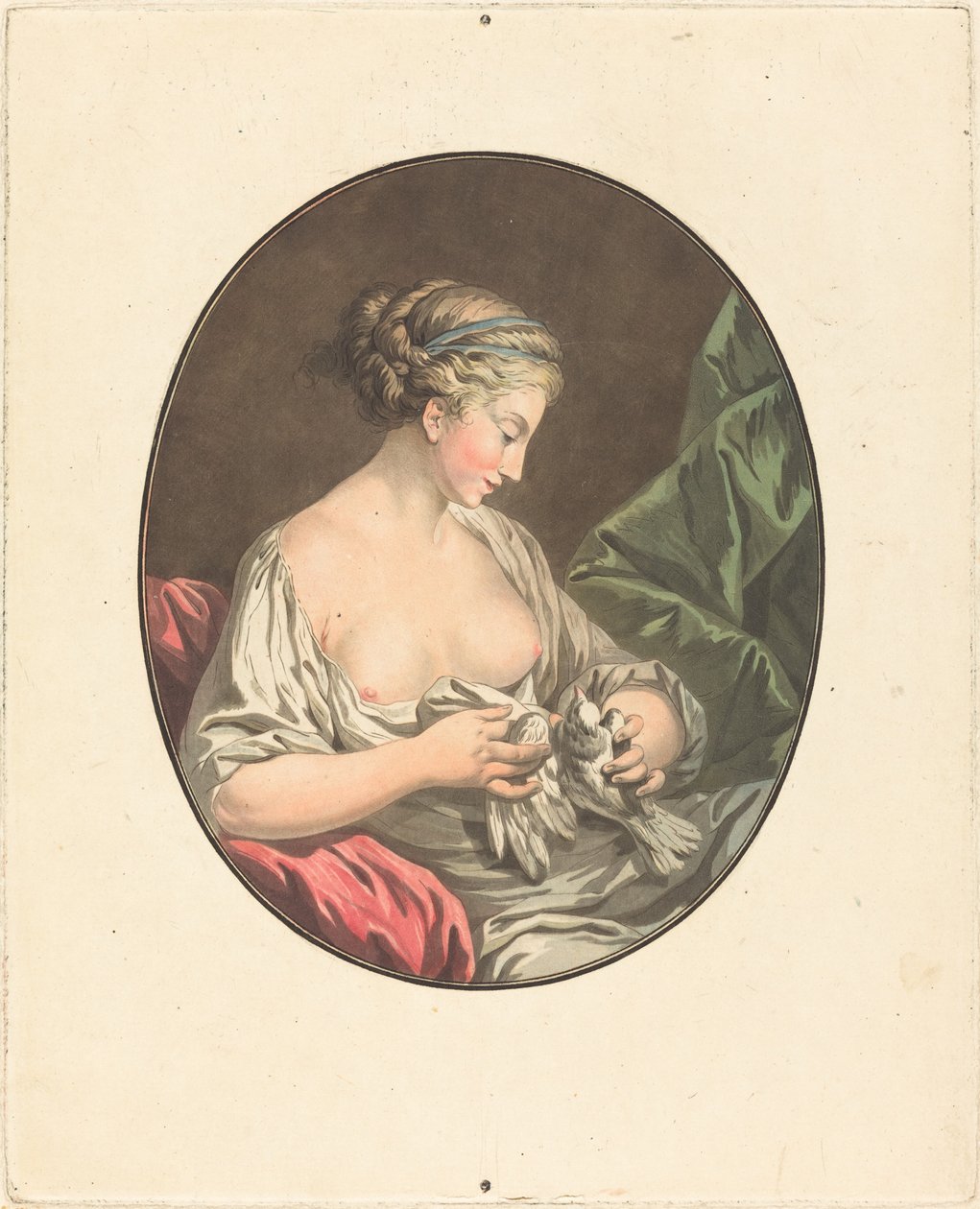 Venus med duvor av Jean François Janinet after Jean Jacques François Le Barbier I