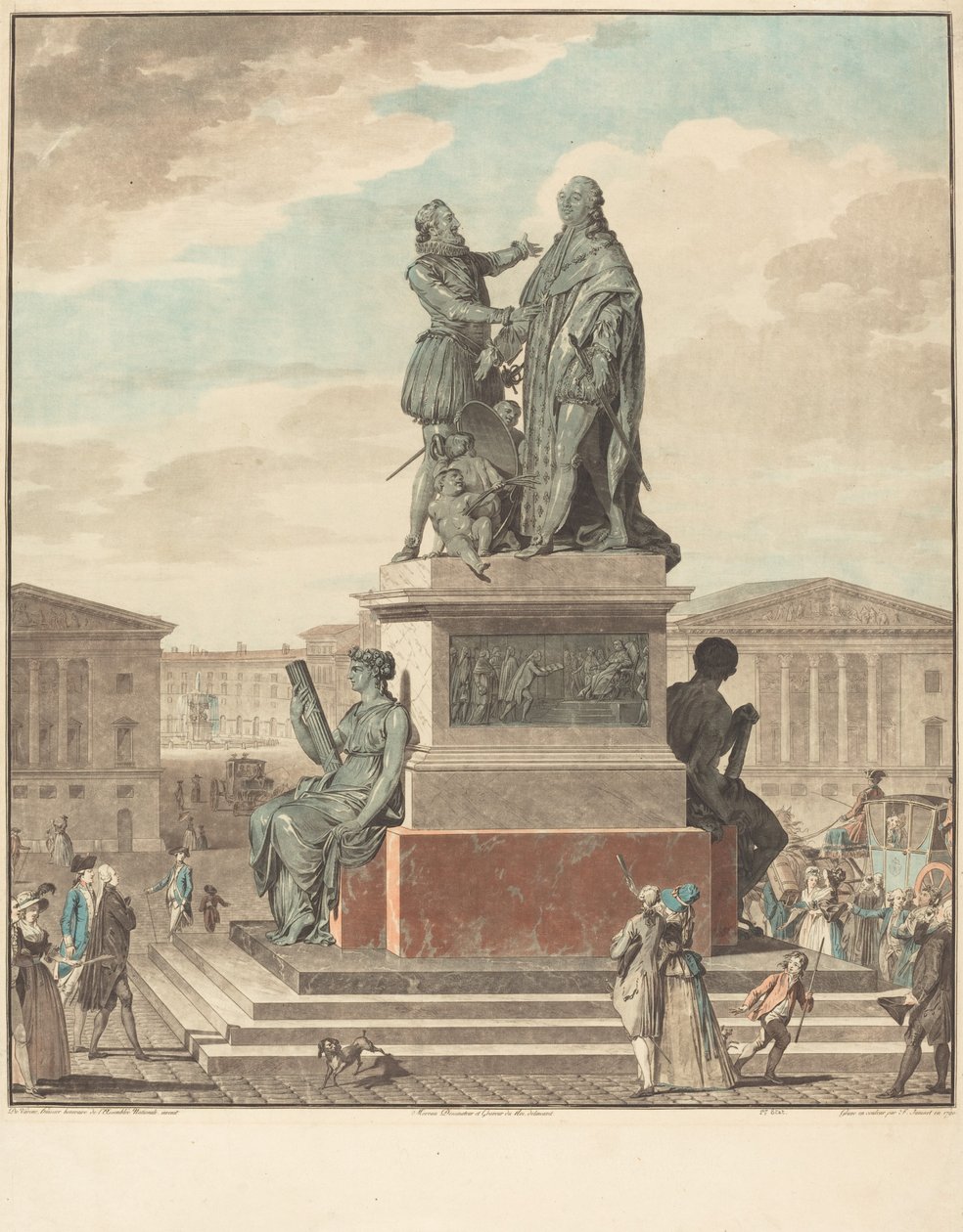 Projekt för att ett monument ska resas åt kungen av Jean François Janinet after Jean Michel Moreau