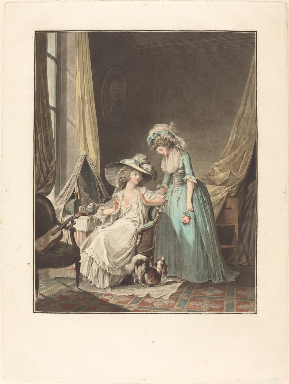 Den svåra bekännelsen av Jean François Janinet after Nicolas Lavreince