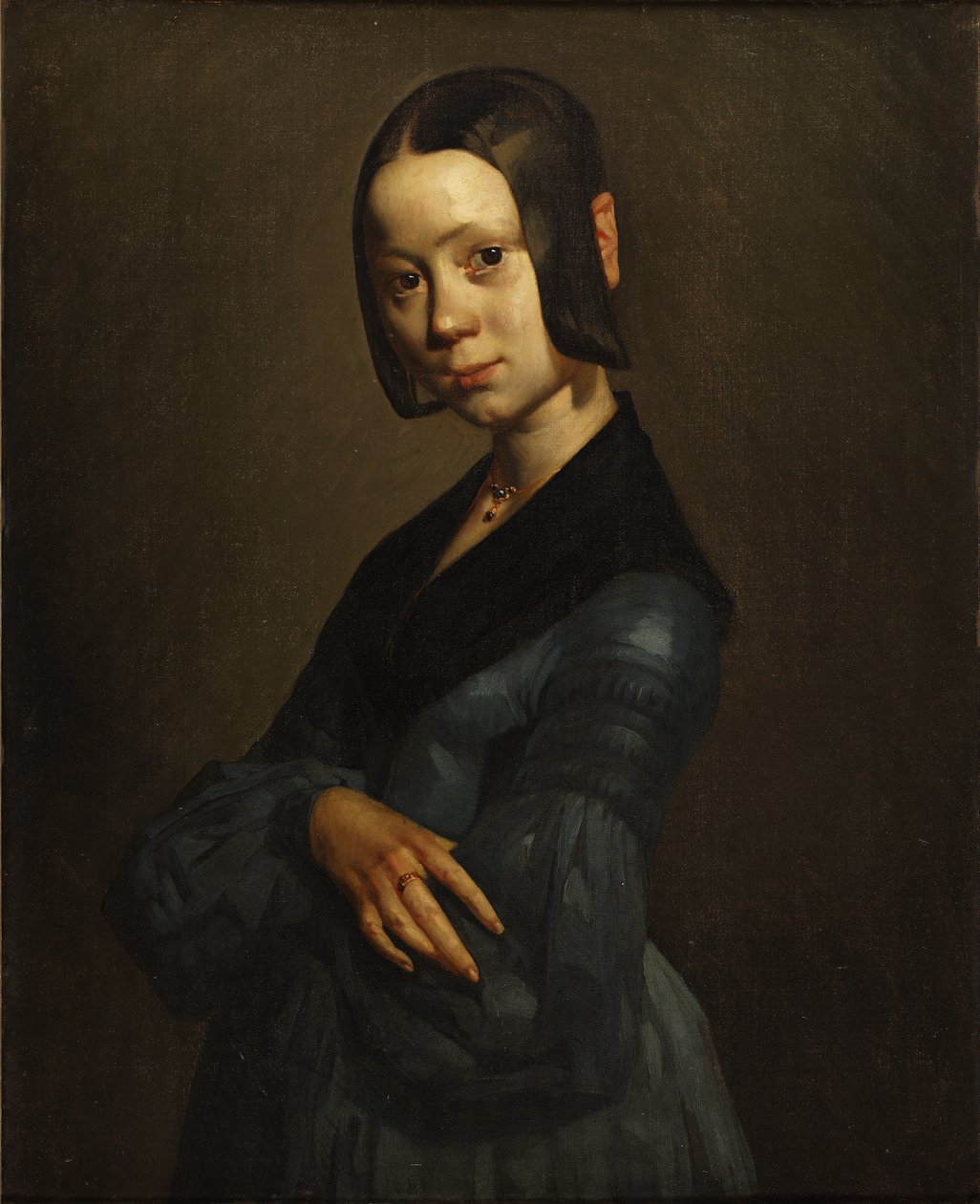 Porträtt av Pauline Ono i blått av Jean Francois Millet