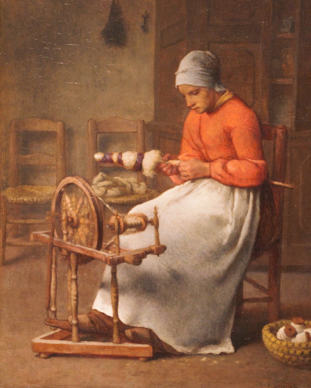 Kvinna som snurrar av Jean Francois Millet