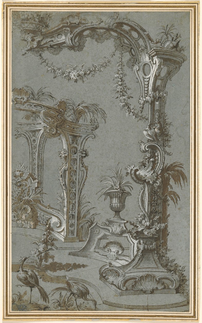 En Rococo Garden Spaljé och Gazebo av Jean François de Cuvilliés I