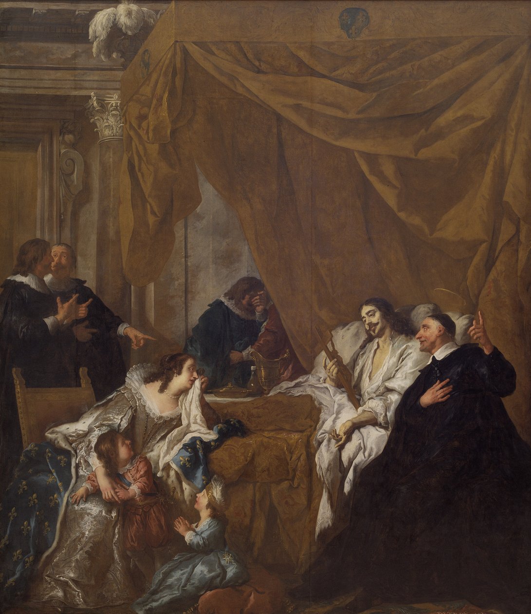 St Vincent de Paul vid Ludvig XIII:s dödsbädd av Jean François de Troy