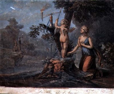 Kärlekens semafore, graverad av Pierre Michel Alix (1762-1817) (kolorerad gravyr) av Jean Frederic (after) Schall