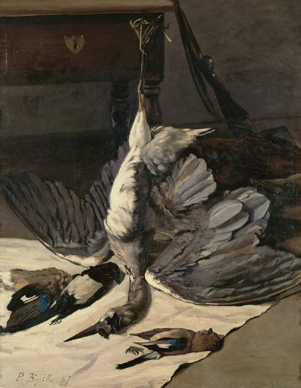 Stilleben med häger, 1867 av Jean Frederic Bazille