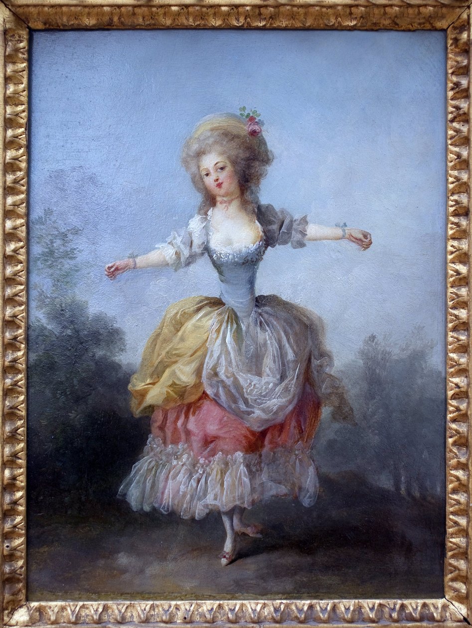 Dansare i Louis XVI. Målning av Jean Frederic Schall (1752-1825), olja på duk, sent 1700-tal. Museum of Fine Arts i Nantes. av Jean Frederic Schall
