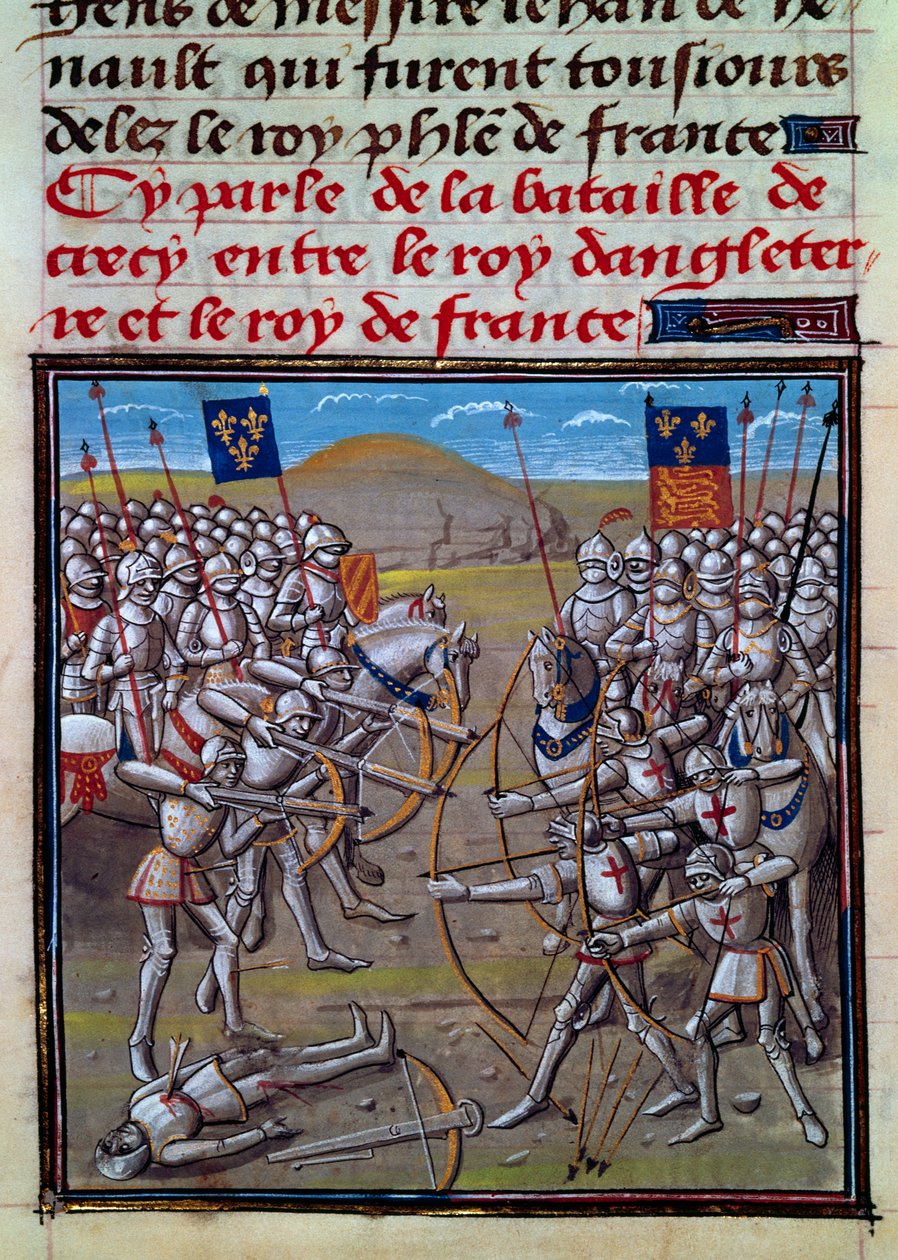 Battle of Crecy, miniatyr från Froissarts Chronicles av Jean Froissart av Jean Froissart