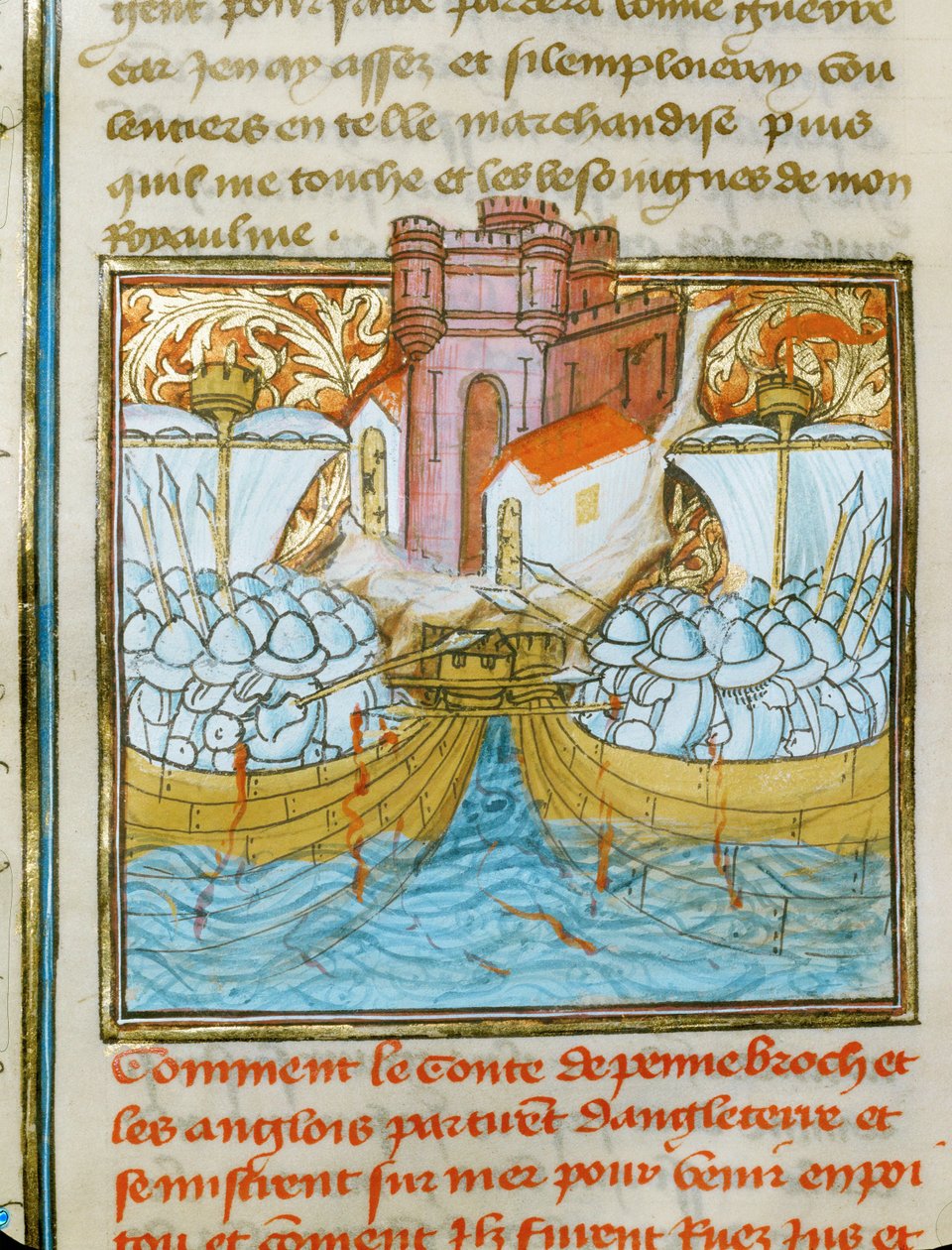 Sjöslaget vid La Rochelle, där en engelsk flotta besegrades av en spansk flotta i tjänst hosFrankrike ... av Jean Froissart
