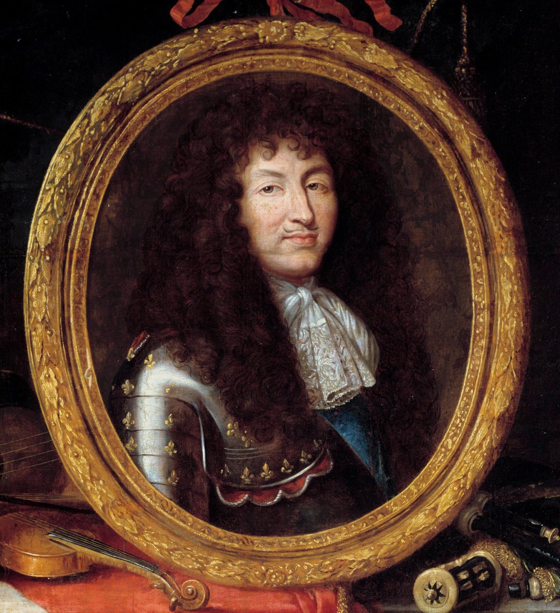 Porträtt av Ludvig XIV, kung av Frankrike (1638-1715) Detalj. Målning av Jean Garnier (1632-1705) 1600-talet. Mått 1,74 x 2,23 m av Jean Garnier