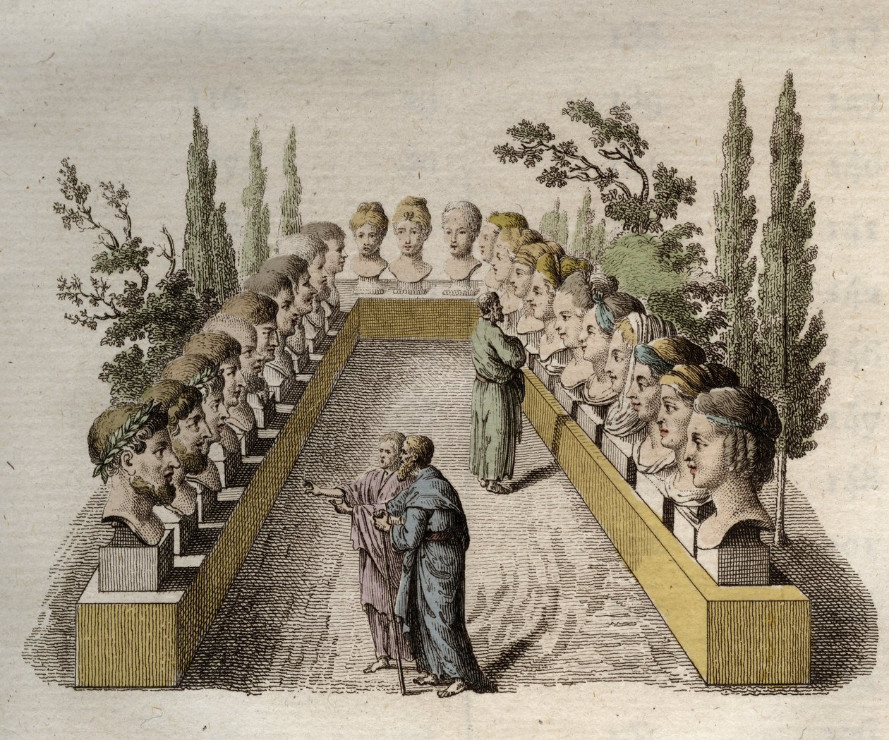 Physiognomy - Physiognomony - Flera filosofer som observerar och försöker penetrera olika fysiognomier - gravyr från 1808 i "Konsten att känna människor genom fysiognomi" av Johann Gaspar (Gaspard) Lavater (1741-1801) - 1806 av Jean Gaspard Lavater