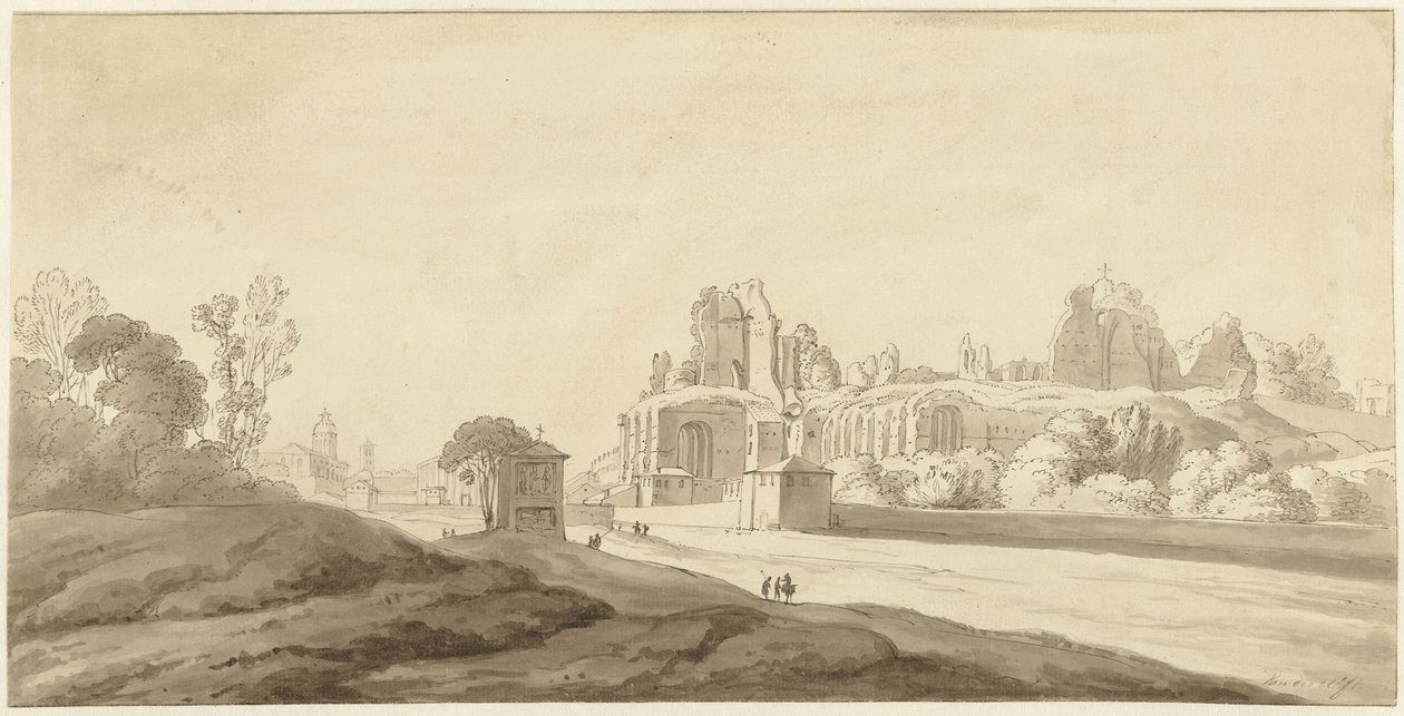 Utsikt över ruinerna av palatset på Palatine Hill i Rom av Jean Grandjean (attributed to)