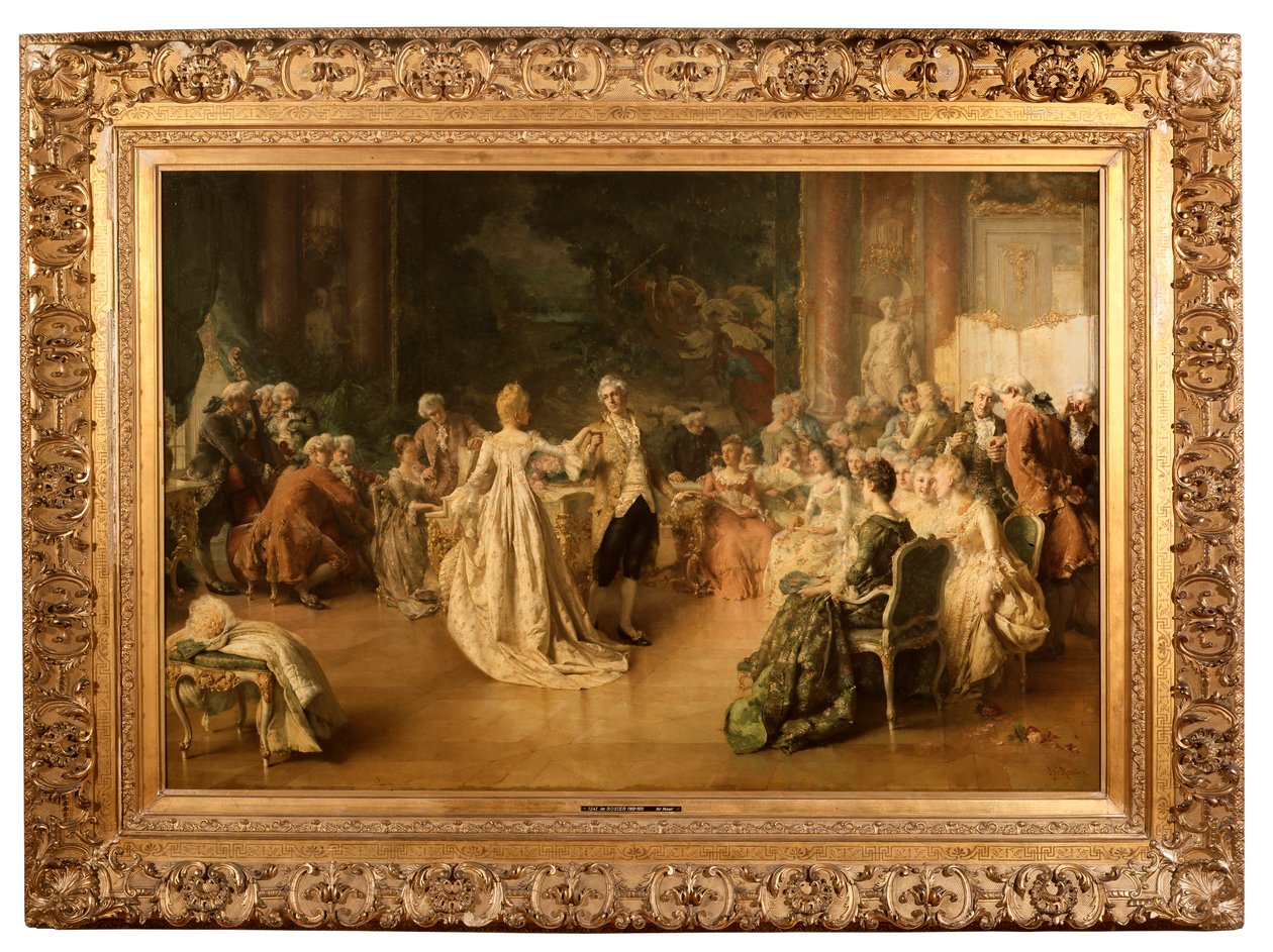 Menuetten (olja på panel) av Jean Guillaume (1858 1931) Rosier