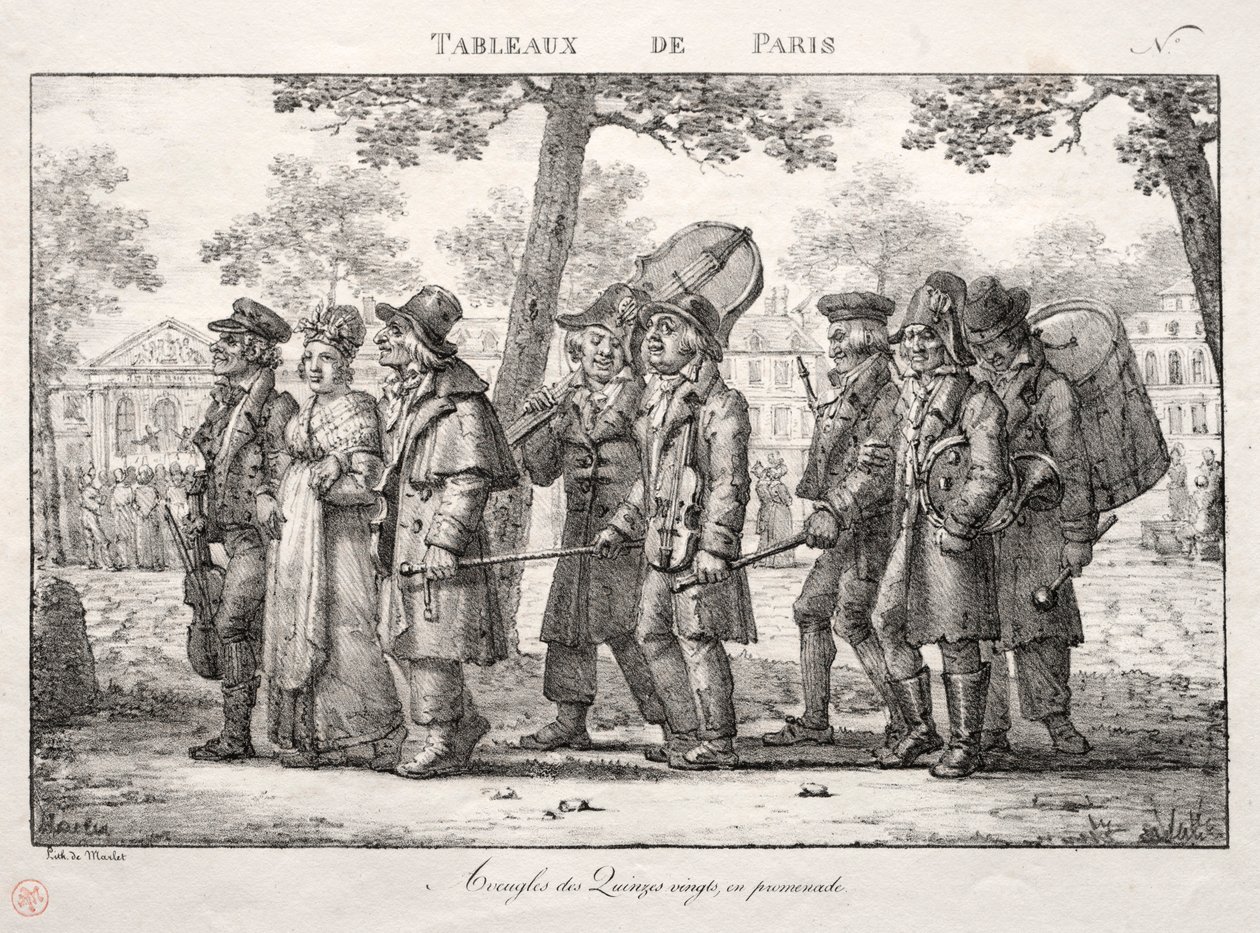 Scenes of Paris: Blind Men from the Quinze Vingts, Walking. av Jean Henri Marlet