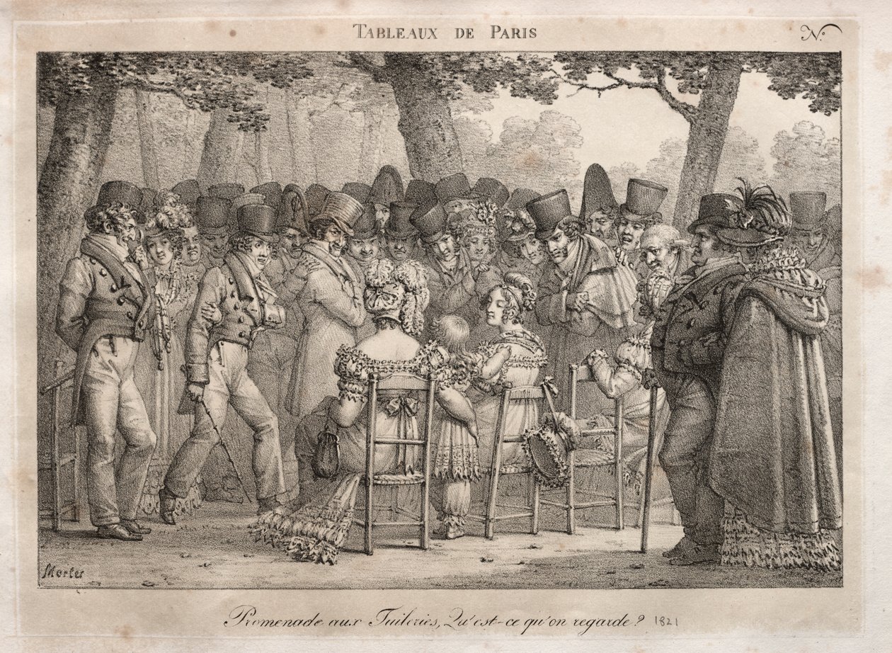 Scenes of Paris: Promenade in the Tuileries. Vad tittar de på? av Jean Henri Marlet