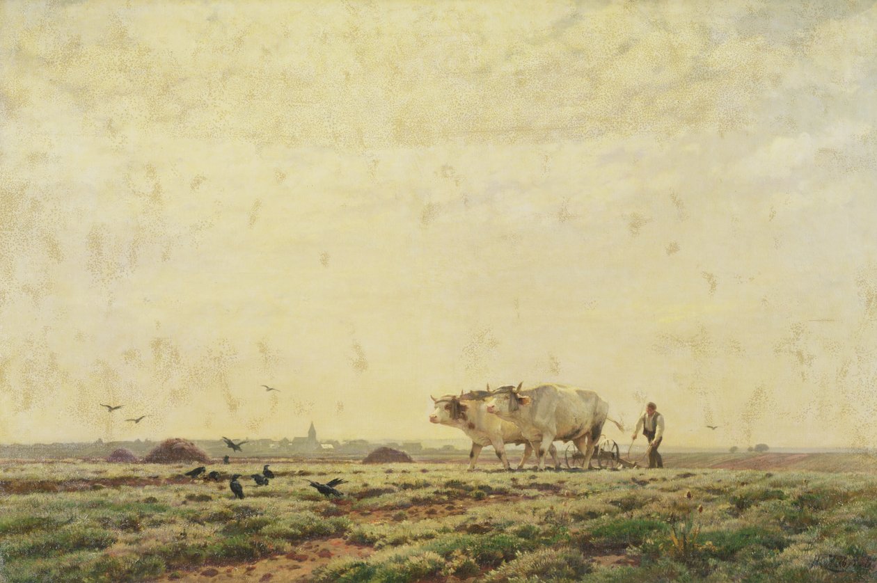 De första fårorna, Haute Alsace eller Arbetaren, 1883 av Jean Henri Zuber