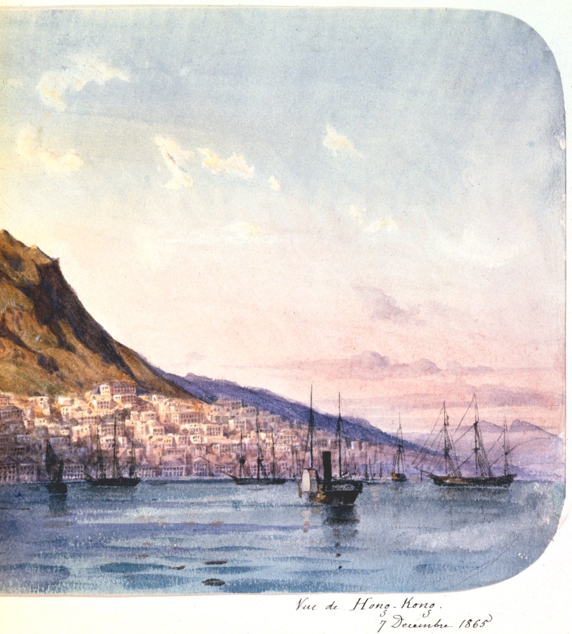 "Utsikt över Hong Kong, 7 december 1865". av Jean Henri Zuber