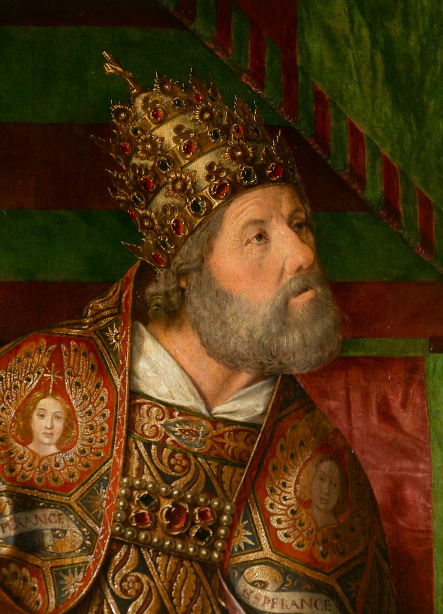 Sankt Peter, detalj. Triptyk av Moulins mästare av Jean Hey