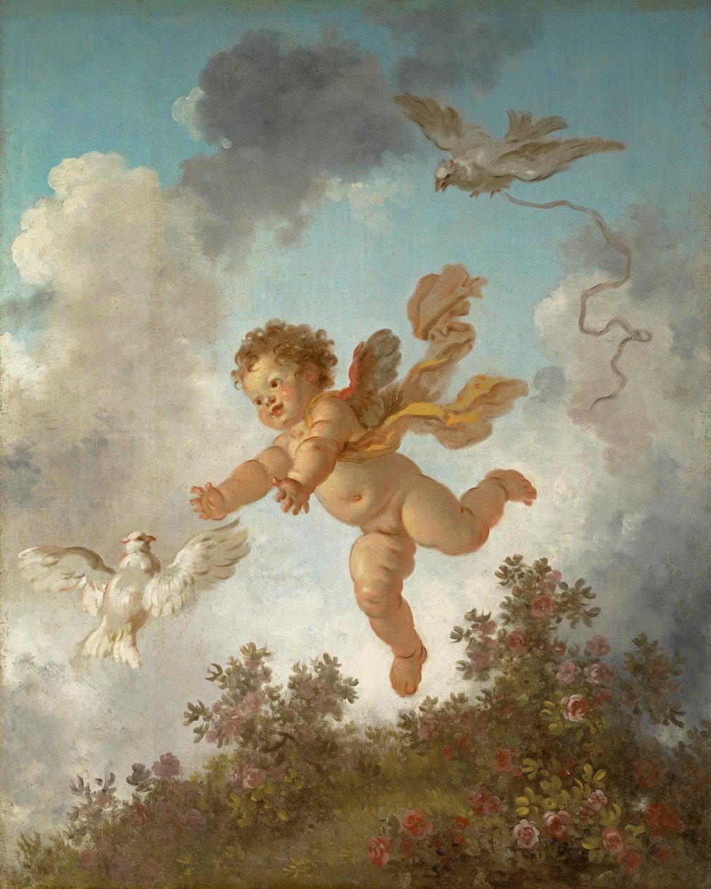 Fragonard - Kärlekens framsteg Kärlekens förföljelse av en duva, 1790-91 av Jean Honore Fragonard