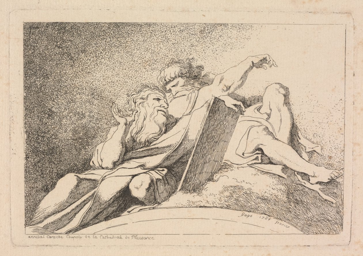 De två profeterna av Jean Honoré Fragonard after Annibale Carracci