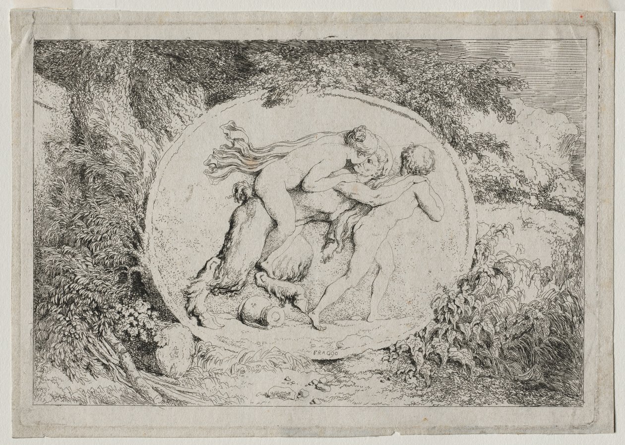Bachchanals: nymf austa den satyr, ೧೭೬೩. av Jean Honore Fragonard