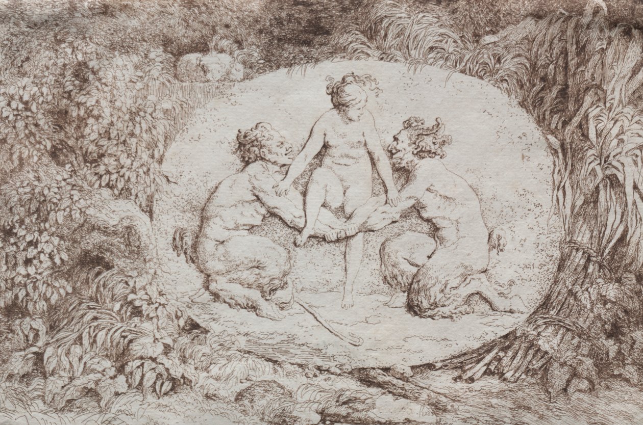 Bacchanales: nymf med stöd av två satyrer av Jean Honore Fragonard