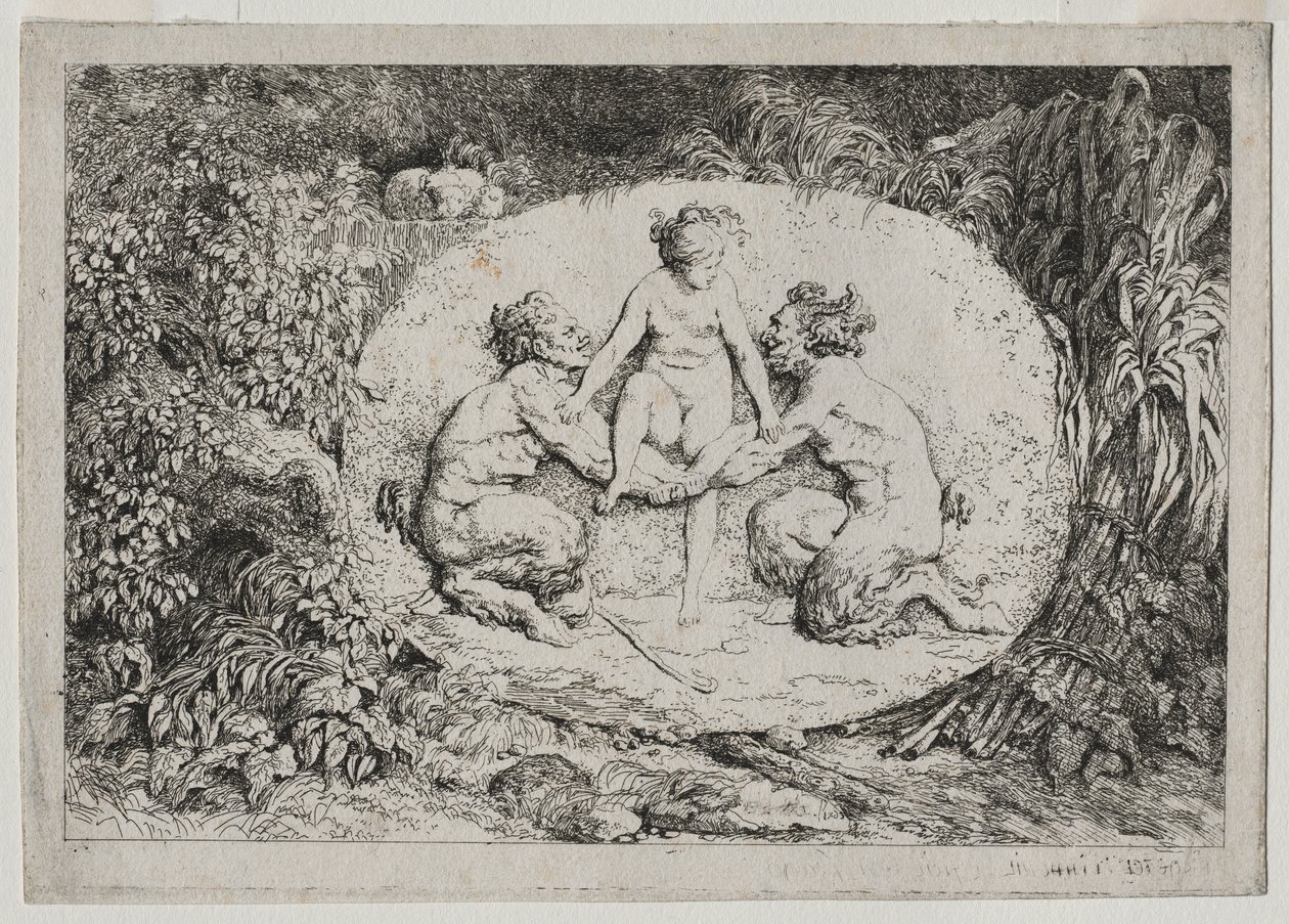 Bacchanales: nymf med stöd av två satyrer av Jean Honore Fragonard