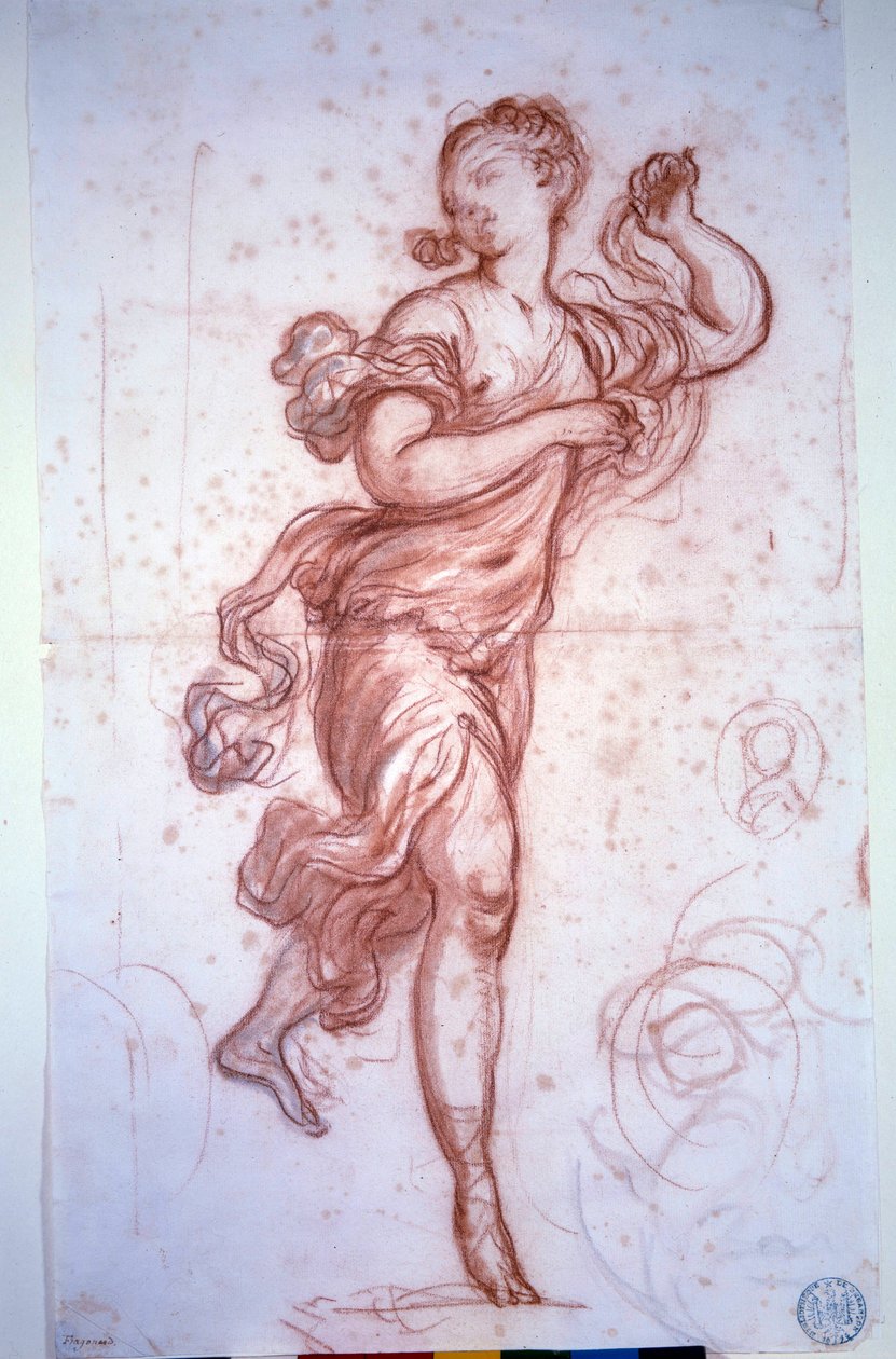 Dansare klädd i den antika Drawing a la sanguine av Jean Honore Fragonard av Jean Honore Fragonard
