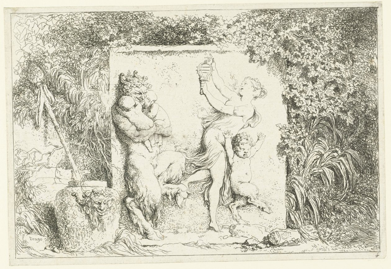 Satyrdans Bacchanales (serietitel) Nymfer och Satyrer (serietitel) av Jean Honore Fragonard
