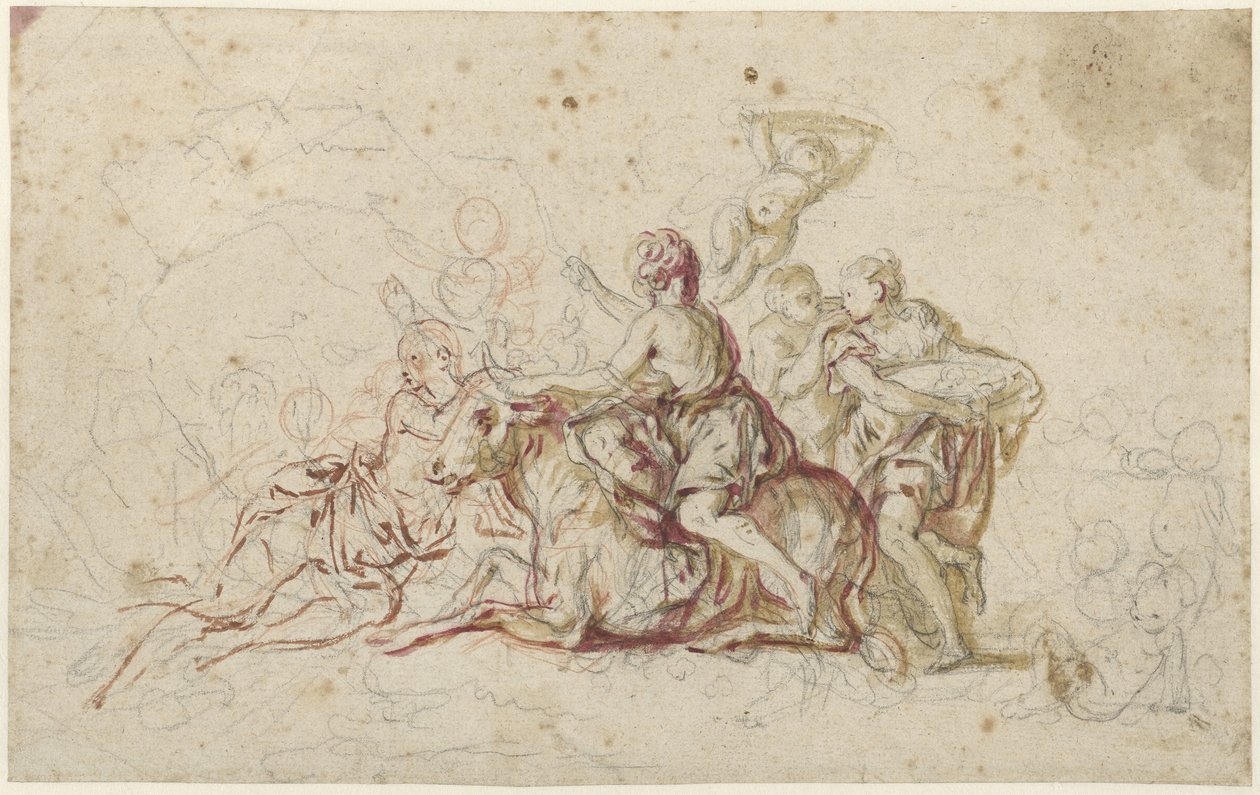 Europa kidnappad av Jupiter i skepnad av en tjur (?) av Jean Honore Fragonard