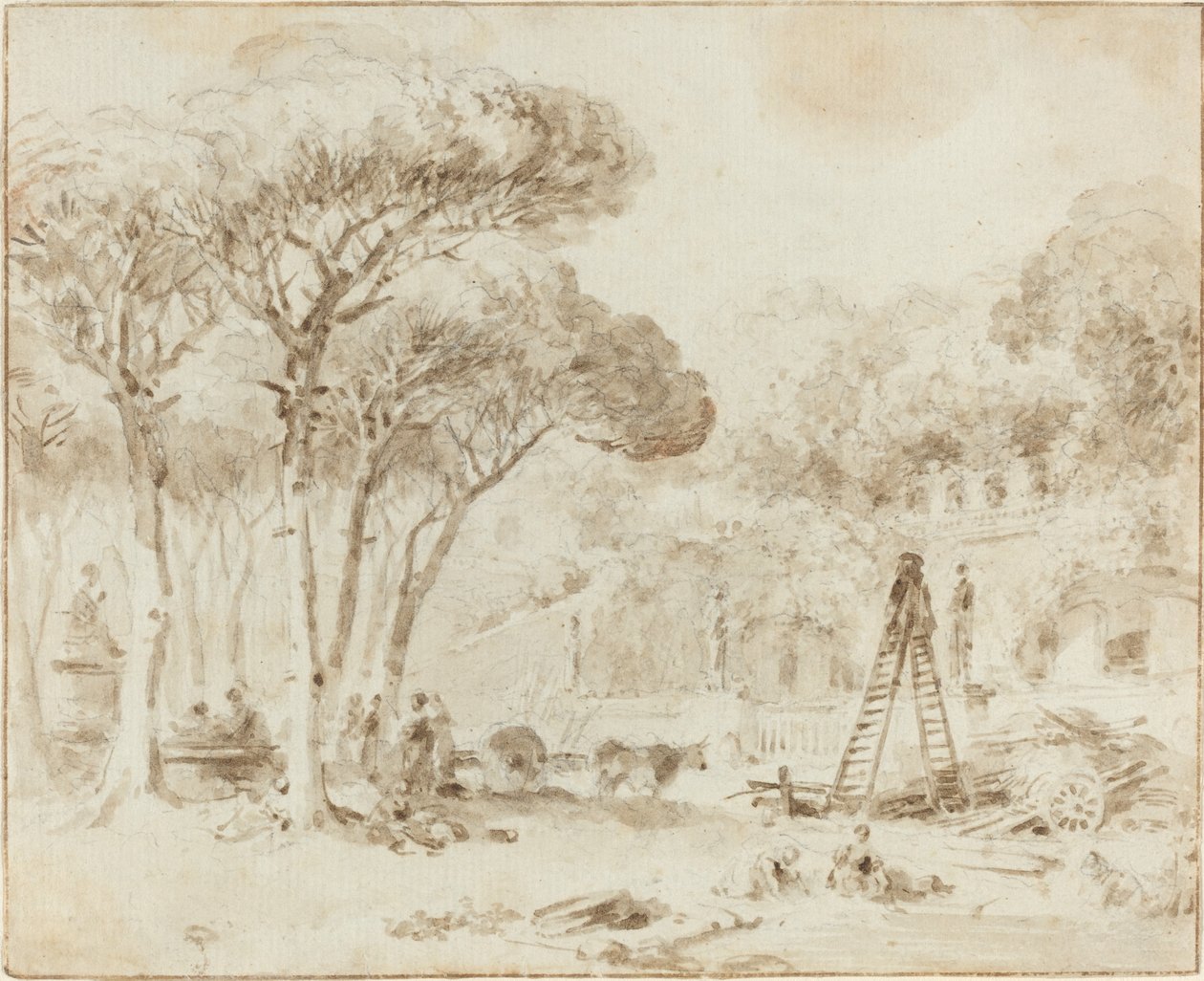 Trädgårdarna i en italiensk villa (Villa Medici?) av Jean Honore Fragonard