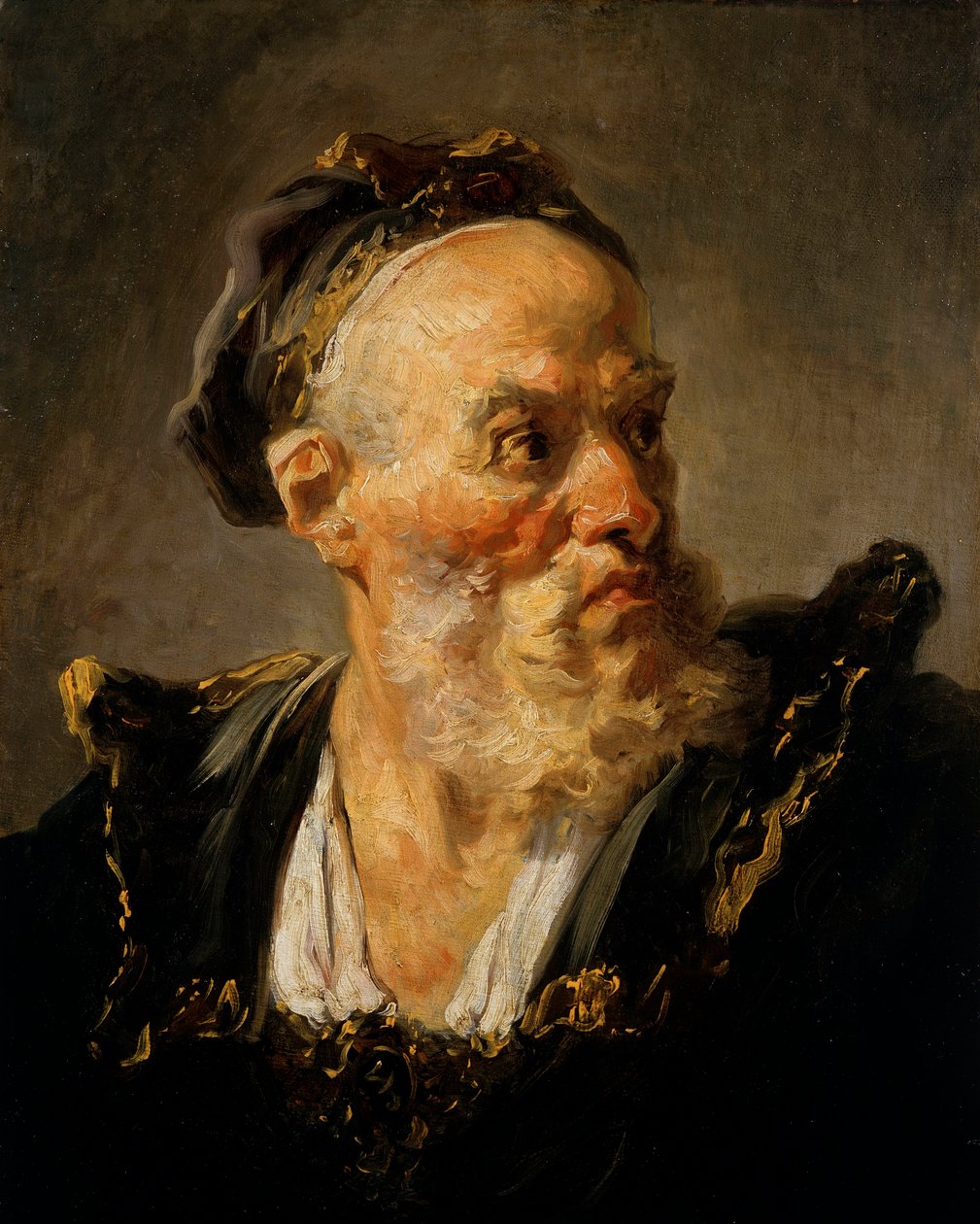 Chef för gammal mansmålning av Jean Honore Fragonard (1732-1806) 1700-talets Paris, Musée Jacquemart Andre av Jean Honore Fragonard