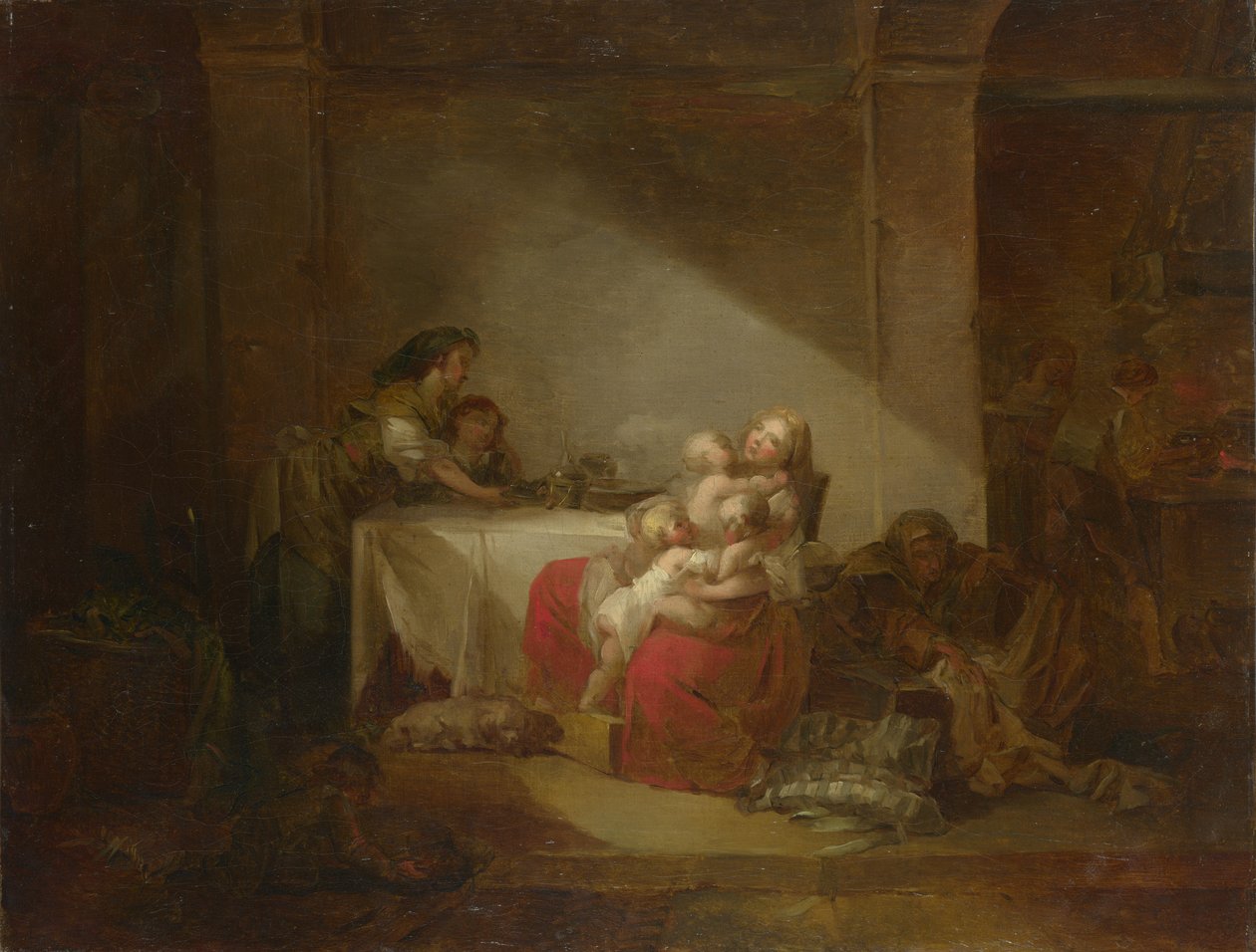 Interiör scen. Den lyckliga modern, andra hälften av 1700-talet. av Jean Honore Fragonard