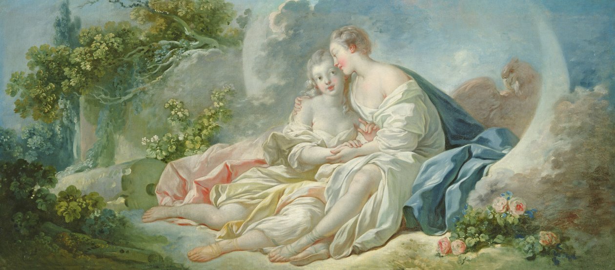 Jupiter förklädd till Diana försöker förföra Callisto, ca 1753 av Jean Honore Fragonard