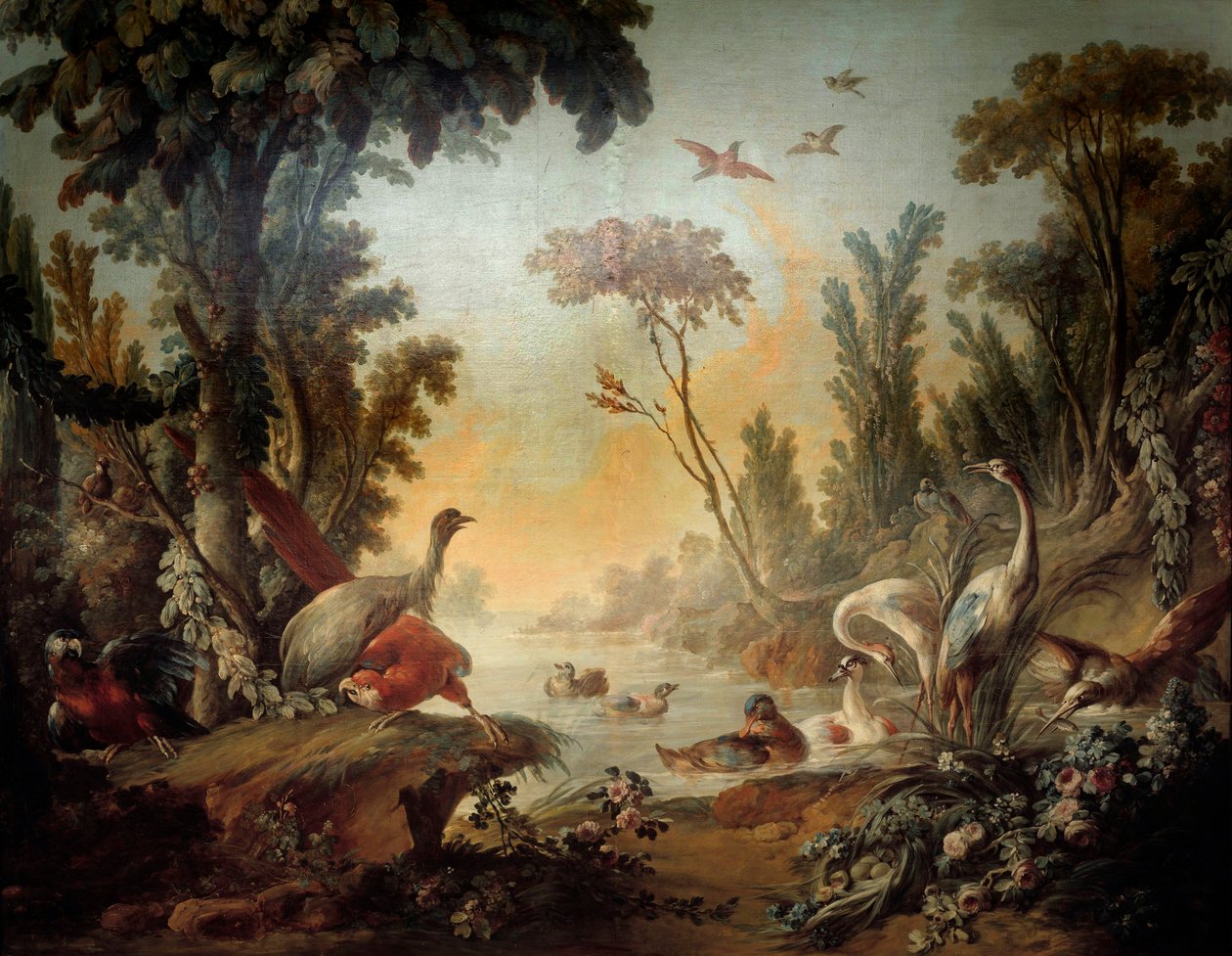 Landskap med Echassiers Panel av Salon Demarteau realiserad av Jean Baptiste Huet (1745-1811) och Jean Honore Fragonard (1732-1806) av Jean Honore Fragonard
