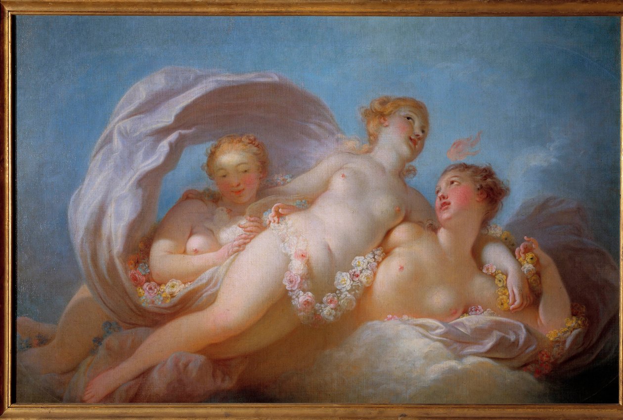 Målningen The Three Graces av Jean Honore Fragonard (1732-1806). 1700-talsmuseet Fragonard, Grasse av Jean Honore Fragonard