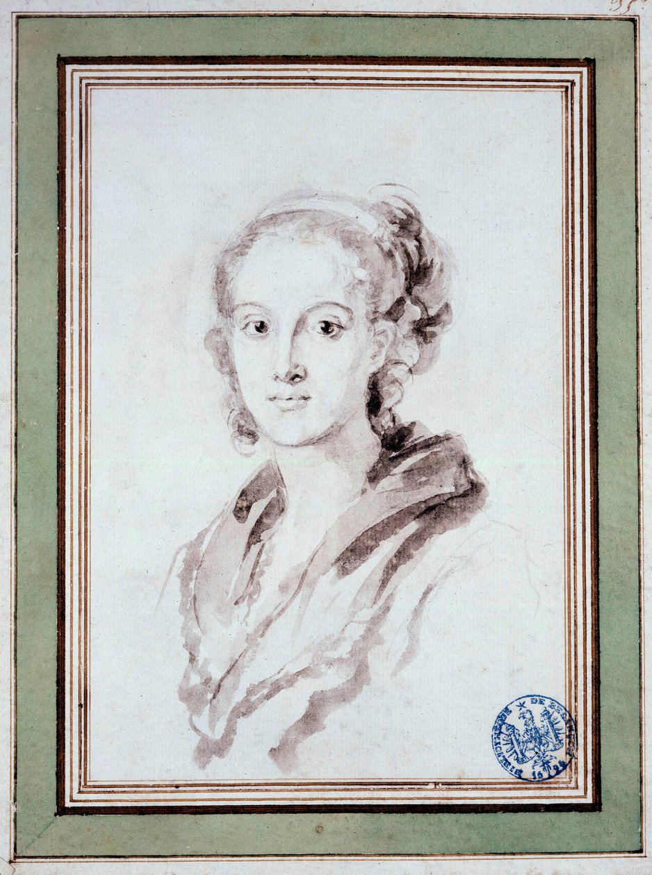 Porträtt av Marguerite Gerard (1767-1837) fransk målare, svägerska till Fragonard Teckning i tvätten av Jean Honore Fragonard (1732-1806) 1800 runt Besancon, Musee des Beaux Arts av Jean Honore Fragonard