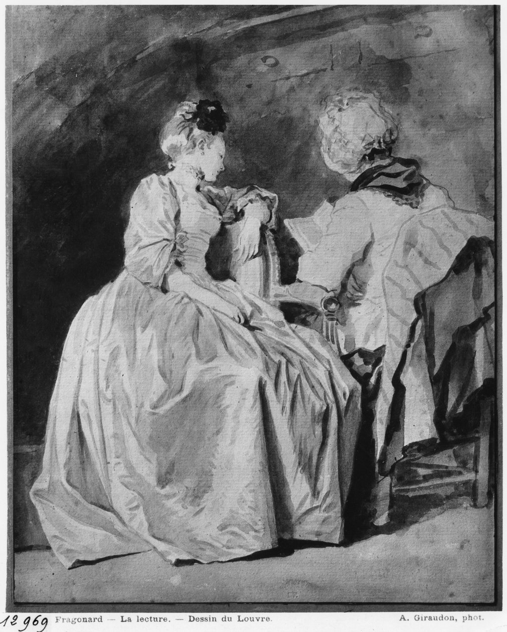 Läsning (svart penna och bistre och tvätt på papper) av Jean Honore Fragonard